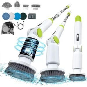 Fregador Eléctrico Rotativo Recargable con Batería de 1800mAh – Cepillo de Limpieza IPX7 para Baño, Cocina y Suelos Regalos de Navidad